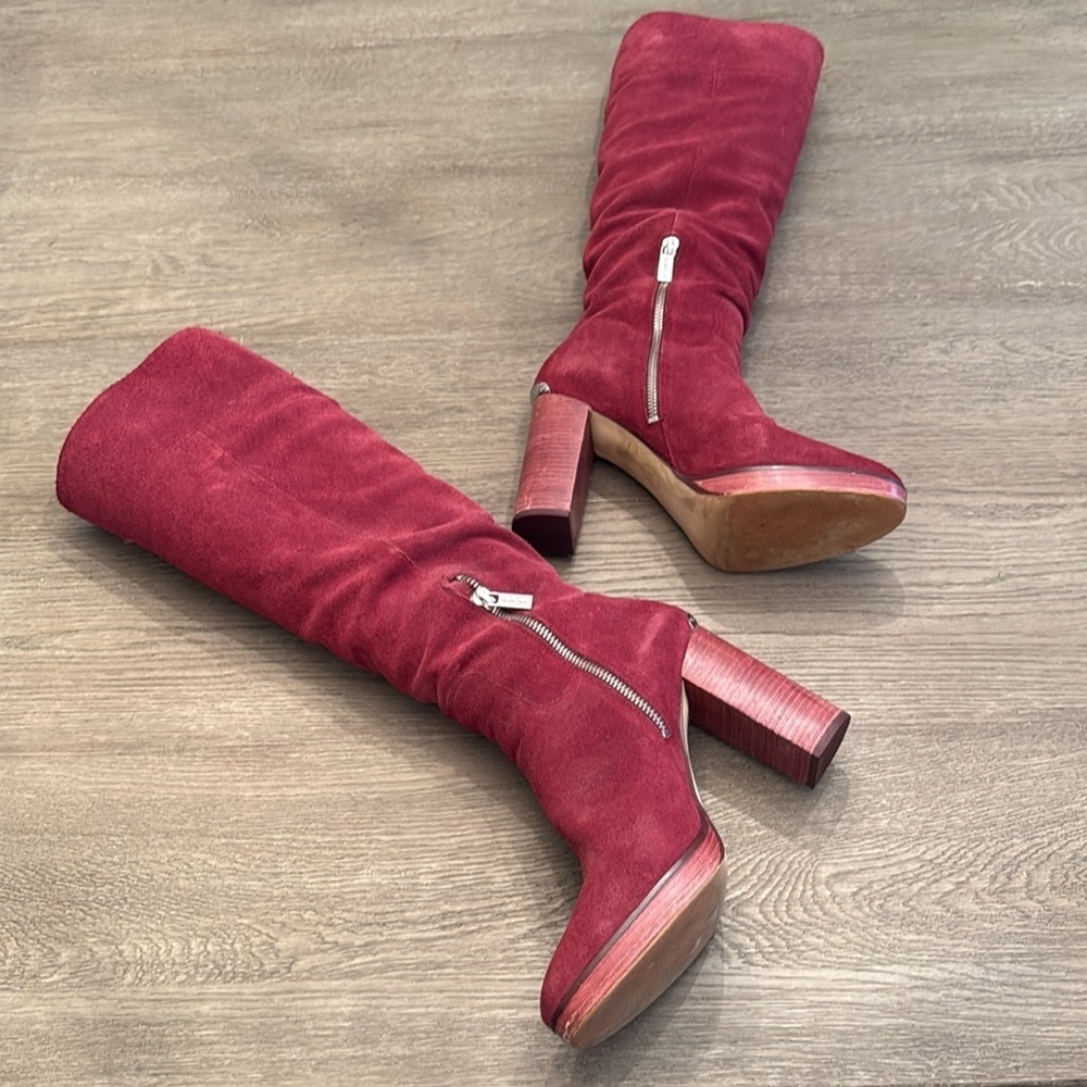 Michael Kors Burgundy Red Suede Knee-High Boots size 8 - Picture 2 of 8